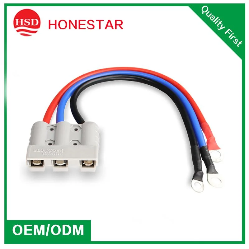 Red Black Blue Cable 50A 3 Core Wire to O-Style Terminals Connection Wire